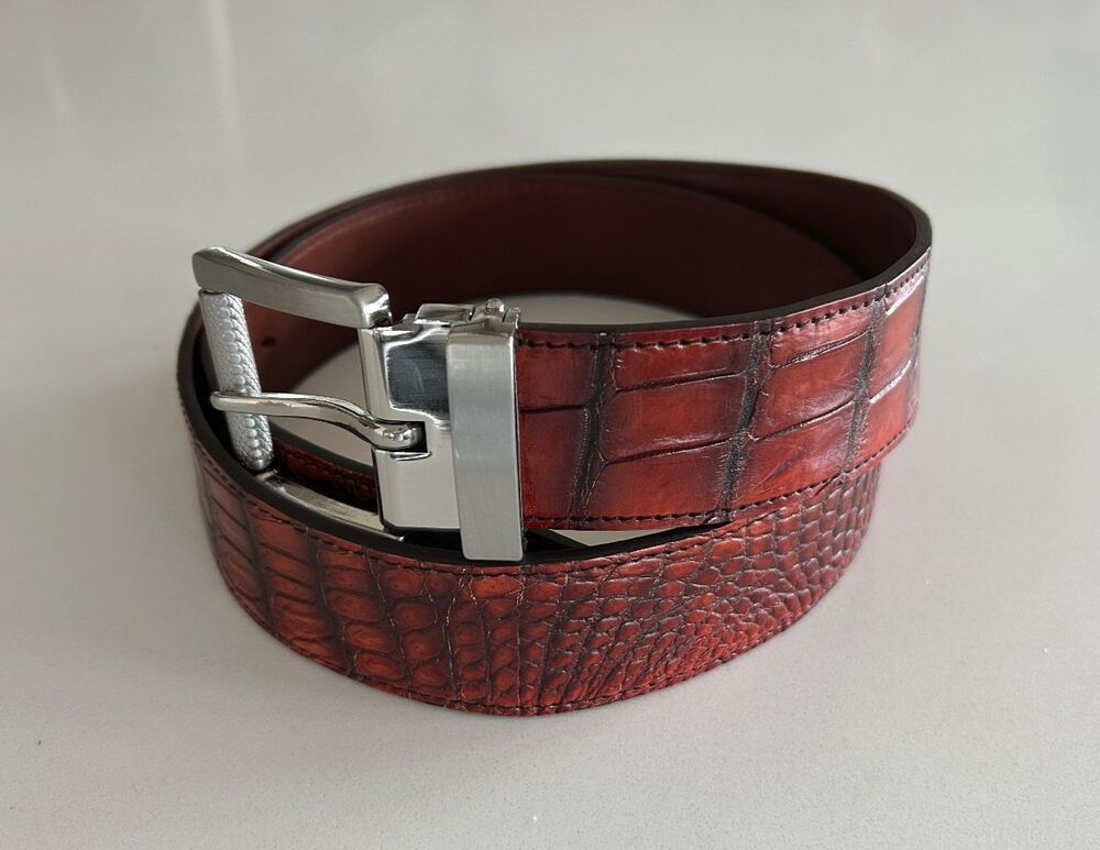 Genuine Nile Crocodile Belt - Mahogany - 41 Inches